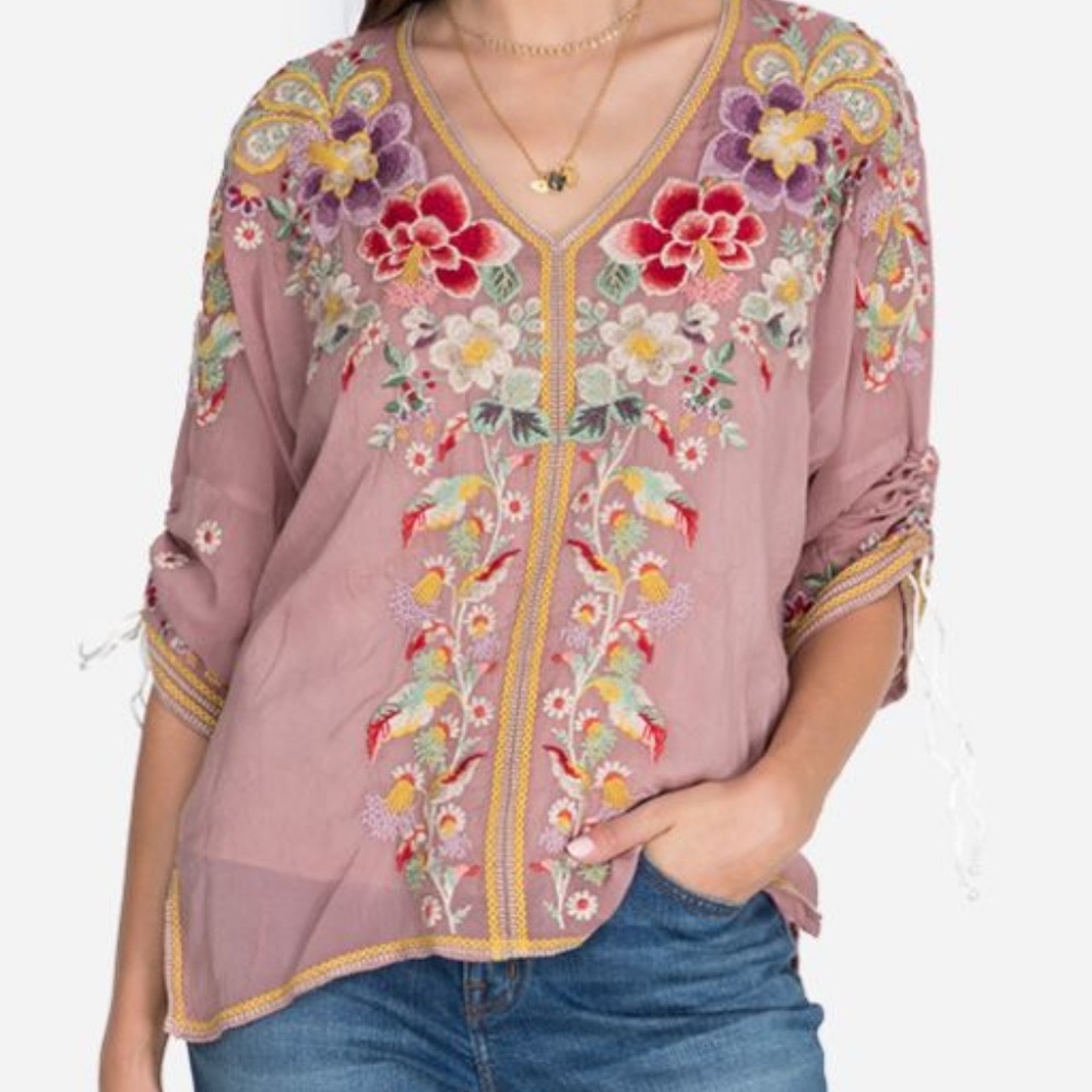 Johnny Was Mauve Evangeline Blouse